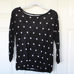 Express black and white polka dot sweater size Medium 3/4 sleeve